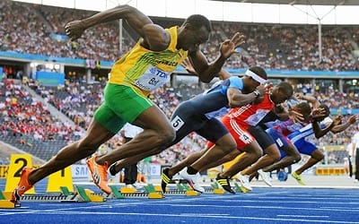 100m start, Berlin 2009, image Getty